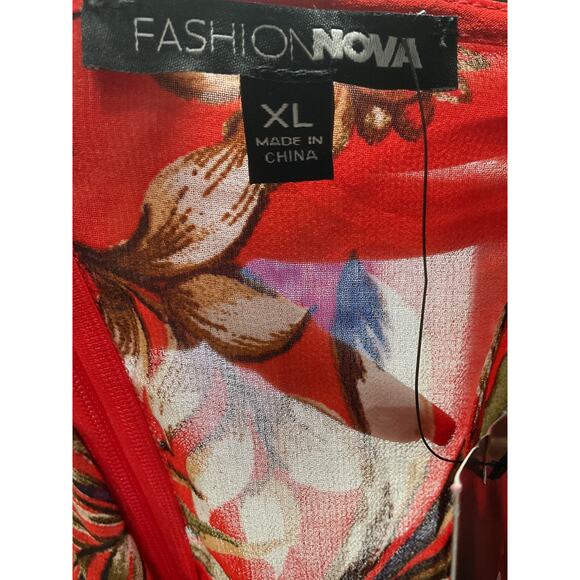 Fashion Nova Orange Floral Jumpsuit - Picture 3 of 4